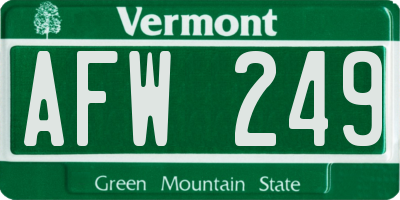 VT license plate AFW249