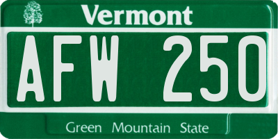 VT license plate AFW250