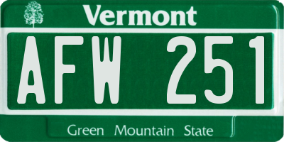 VT license plate AFW251