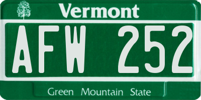 VT license plate AFW252