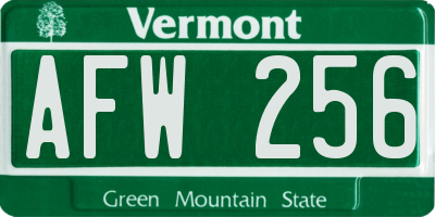 VT license plate AFW256