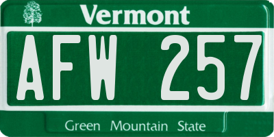 VT license plate AFW257
