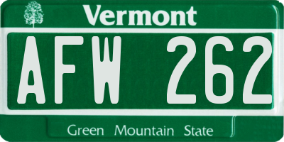 VT license plate AFW262