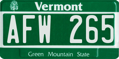 VT license plate AFW265