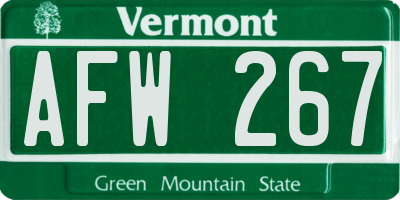 VT license plate AFW267
