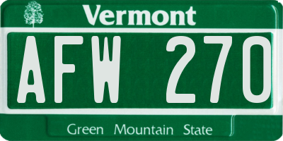 VT license plate AFW270