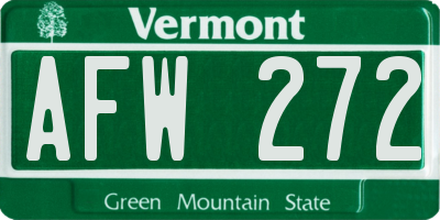 VT license plate AFW272