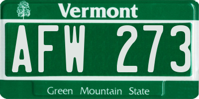 VT license plate AFW273