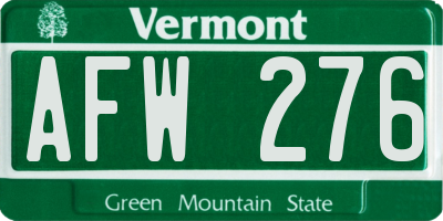 VT license plate AFW276
