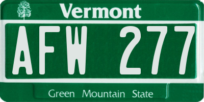 VT license plate AFW277