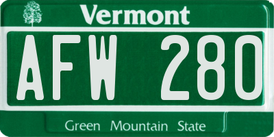 VT license plate AFW280