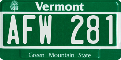 VT license plate AFW281