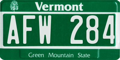 VT license plate AFW284