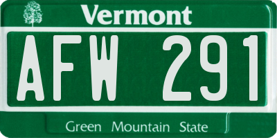 VT license plate AFW291