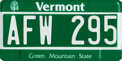 VT license plate AFW295