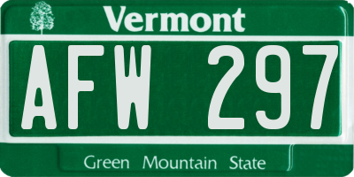 VT license plate AFW297