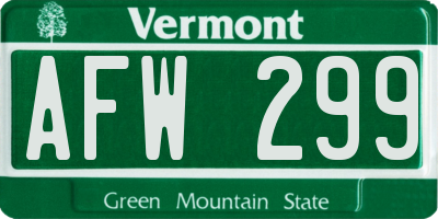 VT license plate AFW299
