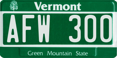 VT license plate AFW300