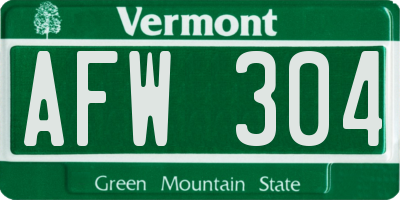 VT license plate AFW304