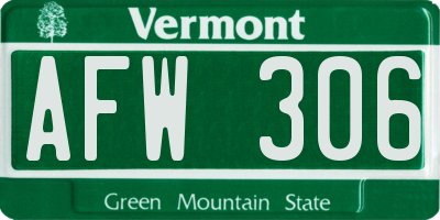 VT license plate AFW306