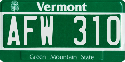 VT license plate AFW310