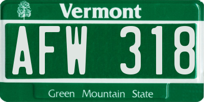 VT license plate AFW318