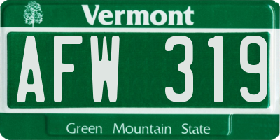VT license plate AFW319