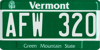 VT license plate AFW320
