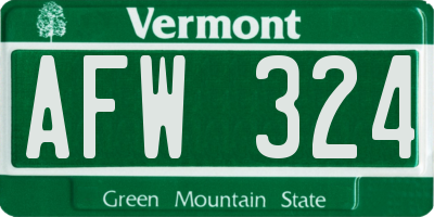 VT license plate AFW324