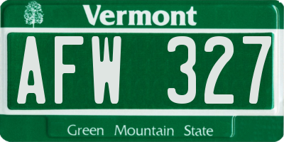 VT license plate AFW327