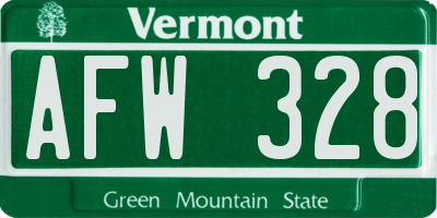 VT license plate AFW328