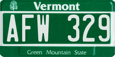VT license plate AFW329