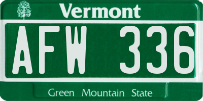 VT license plate AFW336