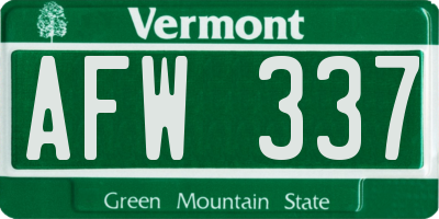 VT license plate AFW337