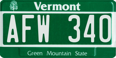 VT license plate AFW340