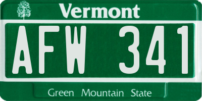 VT license plate AFW341