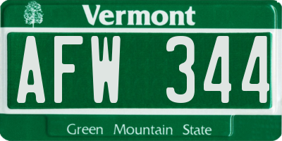 VT license plate AFW344