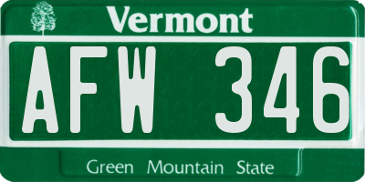 VT license plate AFW346