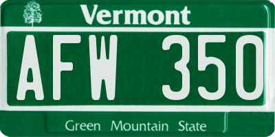 VT license plate AFW350