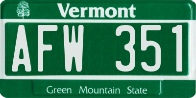 VT license plate AFW351