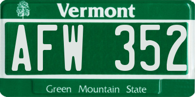 VT license plate AFW352