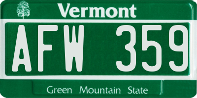 VT license plate AFW359