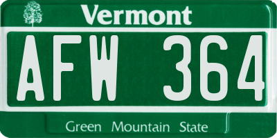 VT license plate AFW364