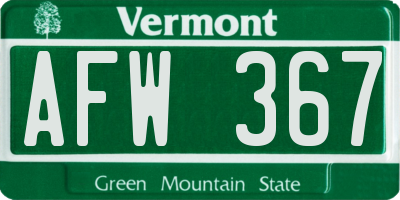 VT license plate AFW367