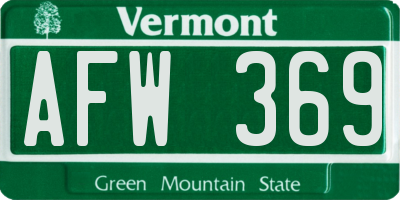 VT license plate AFW369