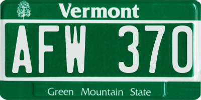 VT license plate AFW370