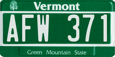 VT license plate AFW371