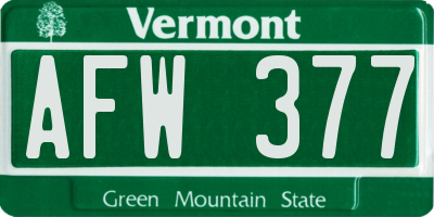 VT license plate AFW377