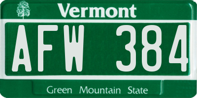 VT license plate AFW384