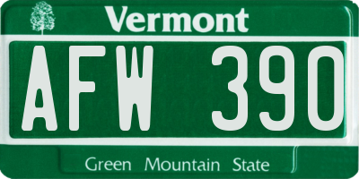 VT license plate AFW390